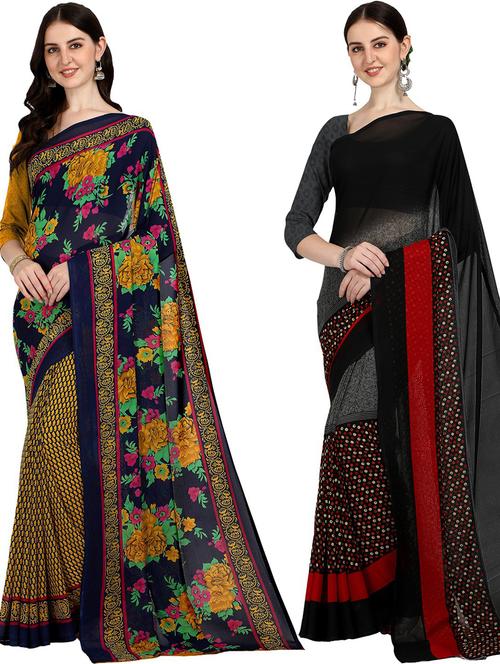 women pack of 2 casual wear combo sarees with blouse - 21428954 - Very Small Image - 1