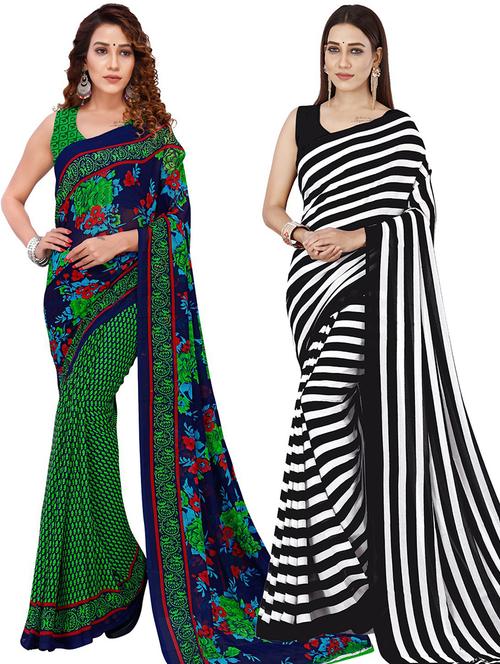 women pack of 2 casual wear combo sarees with blouse - 21429011 - Very Small Image - 1