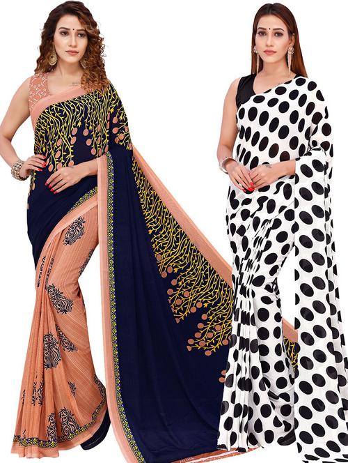 women pack of 2 casual wear combo sarees with blouse - 21429017 - Very Small Image - 1