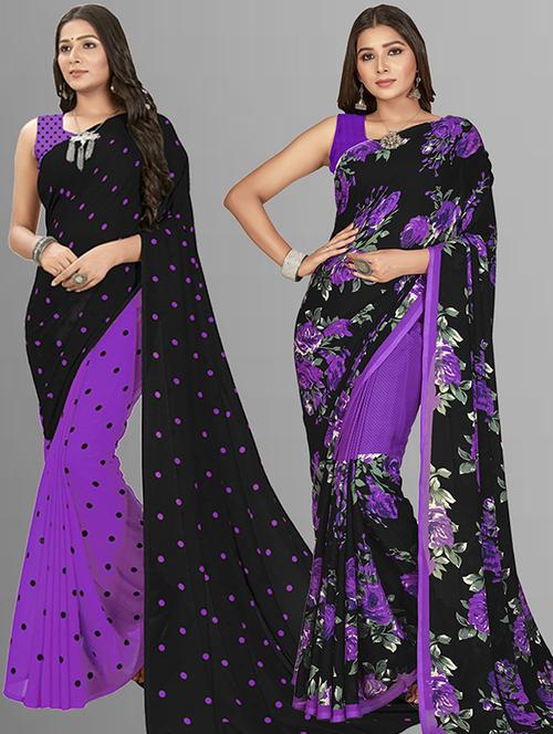 women pack of 2 casual wear combo sarees with blouse - 21429021 - Very Small Image - 1