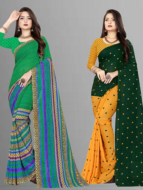 women pack of 2 casual wear combo sarees with blouse - 21429024 - Very Small Image - 1