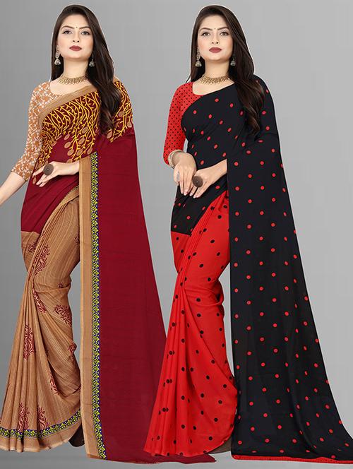 women pack of 2 casual wear combo sarees with blouse - 21429063 - Very Small Image - 1