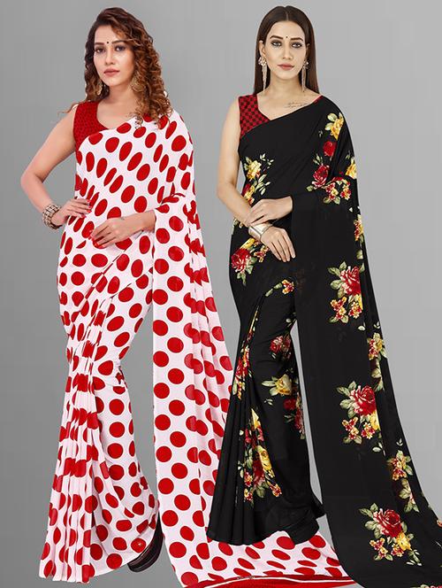 women pack of 2 casual wear combo sarees with blouse - 21429065 - Very Small Image - 1