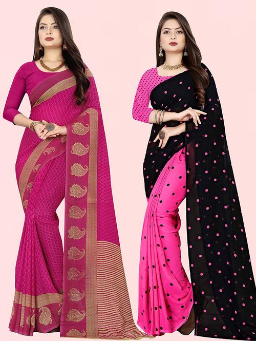 women pack of 2 casual wear combo sarees with blouse - 21429078 - Very Small Image - 1