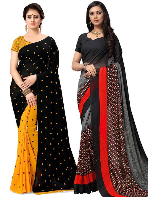 women pack of 2 casual wear sarees with blouse - 21429086 - Very Small Image - 1