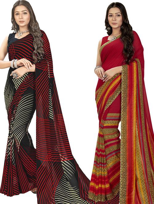 women pack of 2 casual wear combo sarees with blouse - 21429087 - Very Small Image - 1