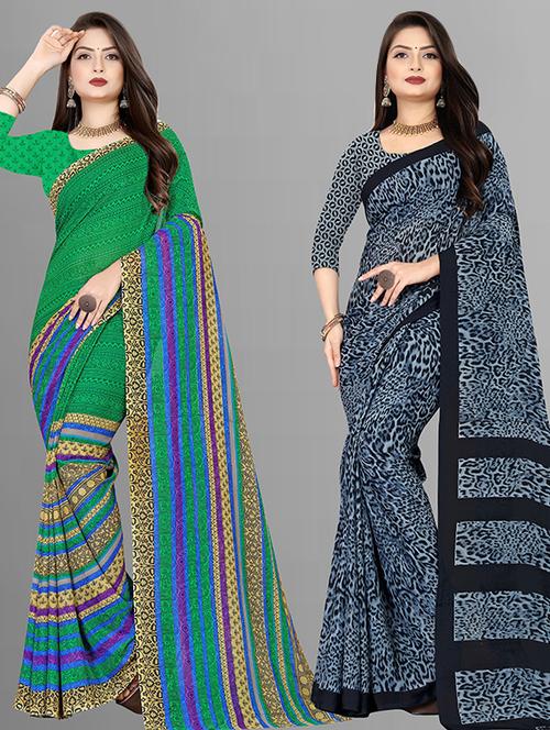 women pack of 2 casual wear combo sarees with blouse - 21429094 - Very Small Image - 1