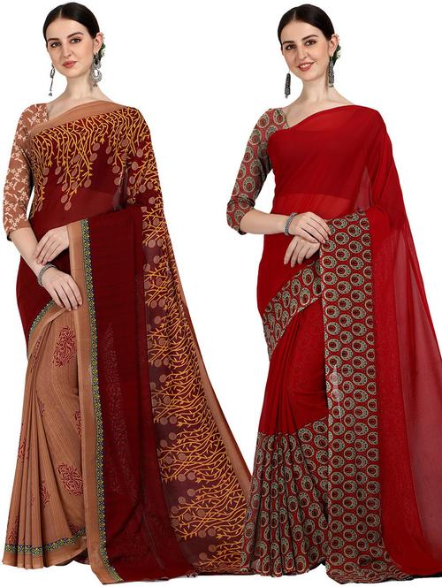 women pack of 2 casual wear combo sarees with blouse - 21429114 - Very Small Image - 1