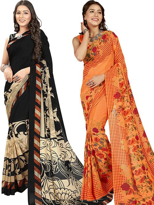 women pack of 2 casual wear combo sarees with blouse - 21429154 - Very Small Image - 1