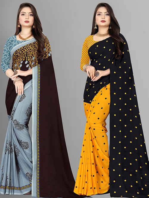 women pack of 2 casual wear combo sarees with blouse - 21429336 - Very Small Image - 1