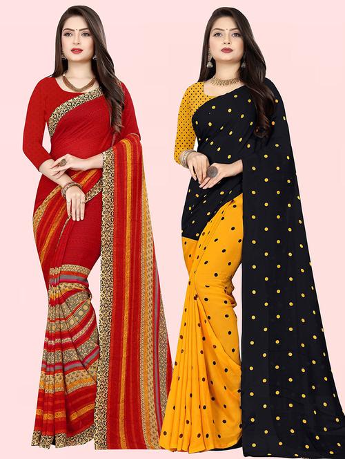 women pack of 2 casual wear sarees with blouse - 21429354 - Very Small Image - 1