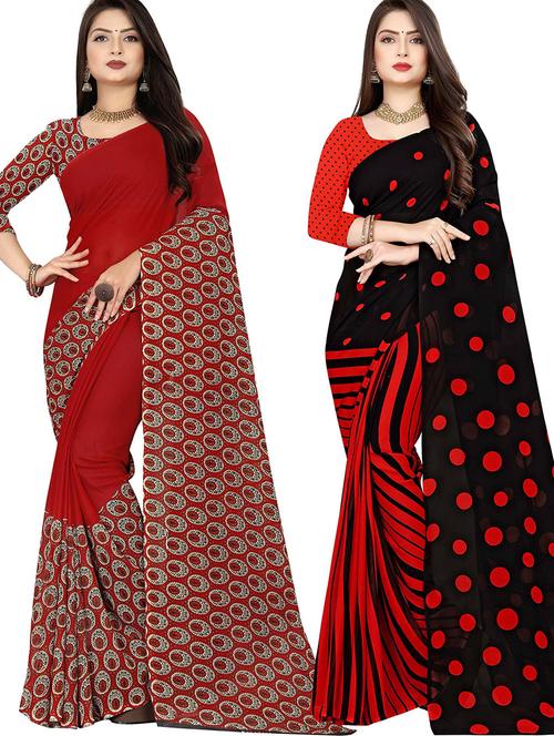 women pack of 2 casual wear combo sarees with blouse - 21429367 - Very Small Image - 1