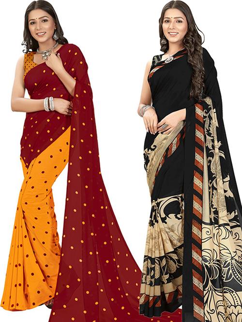 women pack of 2 casual wear combo sarees with blouse - 21429378 - Very Small Image - 1