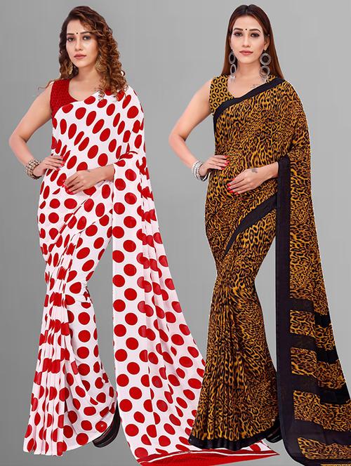 women pack of 2 casual wear sarees with blouse - 21429458 - Very Small Image - 1