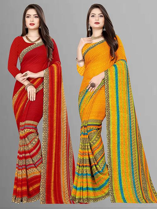 women pack of 2 casual wear sarees with blouse - 21429468 - Very Small Image - 1