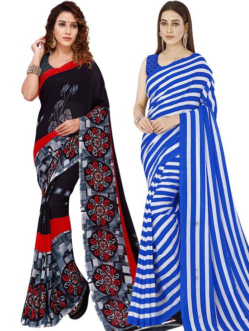 women pack of 2 casual wear combo sarees with blouse - 21429673 - Very Small Image - 1
