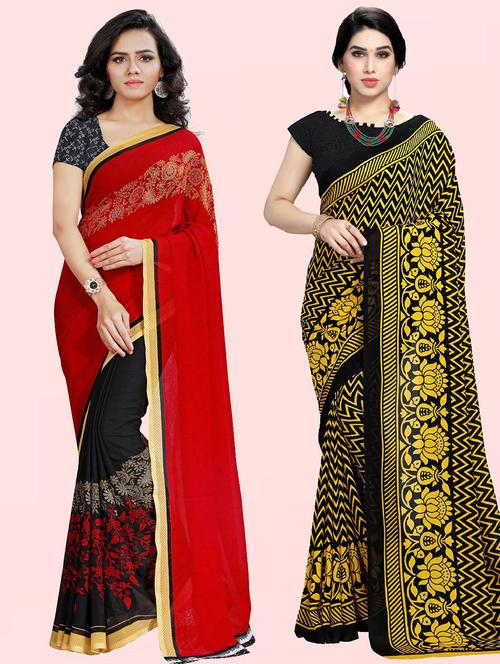 women pack of 2 casual wear combo sarees with blouse - 21429680 - Very Small Image - 1