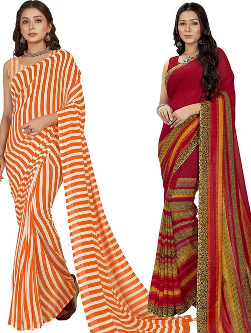 women pack of 2 casual wear combo sarees with blouse - 21429694 - Very Small Image - 1