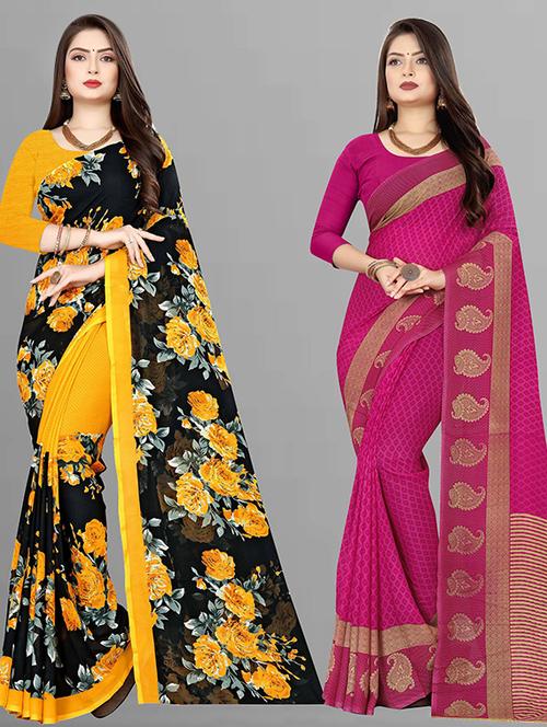 women pack of 2 casual wear sarees with blouse - 21429695 - Very Small Image - 1