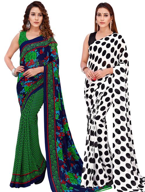 women pack of 2 casual wear combo sarees with blouse - 21429752 - Very Small Image - 1