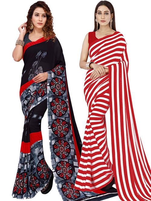women pack of 2 casual wear combo sarees with blouse - 21429762 - Very Small Image - 1