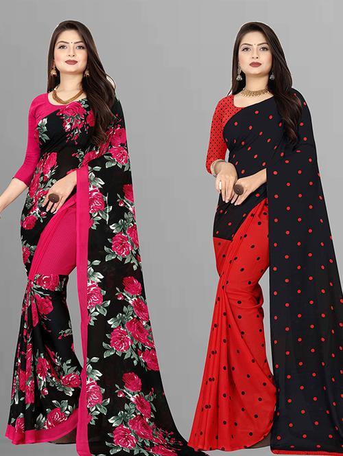 women pack of 2 casual wear combo sarees with blouse - 21429784 - Very Small Image - 1