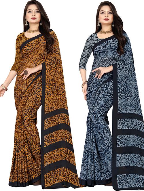 women pack of 2 casual wear combo sarees with blouse - 21429836 - Very Small Image - 1