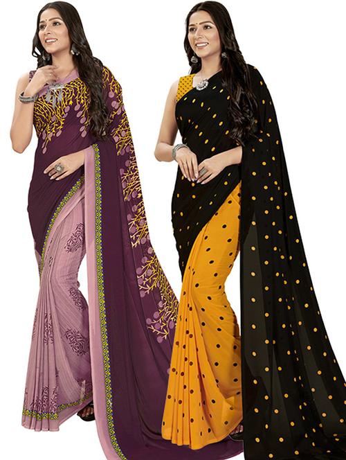 women pack of 2 casual wear combo sarees with blouse - 21429842 - Very Small Image - 1