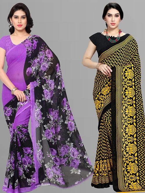 women pack of 2 casual wear combo sarees with blouse - 21429853 - Very Small Image - 1