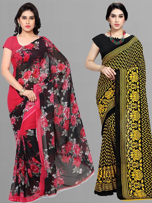 women pack of 2 casual wear combo sarees with blouse - 21429854 - Very Small Image - 1