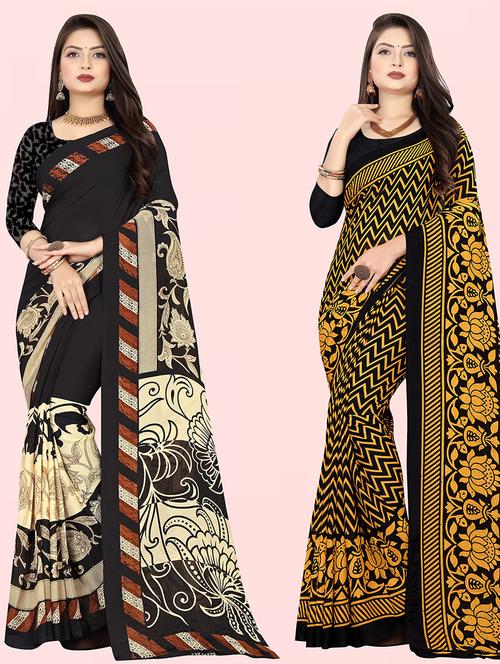 women pack of 2 casual wear combo sarees with blouse - 21429855 - Very Small Image - 1