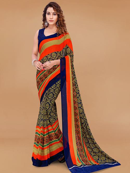women printed casual wear saree with blouse - 21431199 - Very Small Image - 1