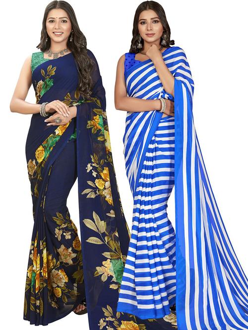 women pack of 2 casual wear combo sarees with blouse - 21431209 - Very Small Image - 1