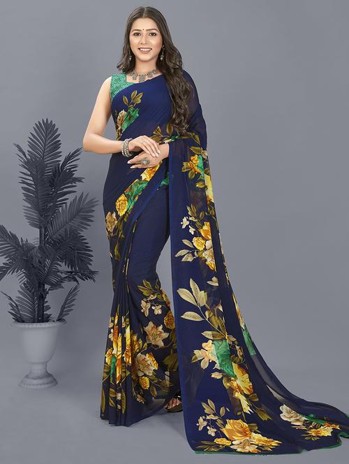 women printed casual wear saree with blouse - 21431215 - Very Small Image - 1