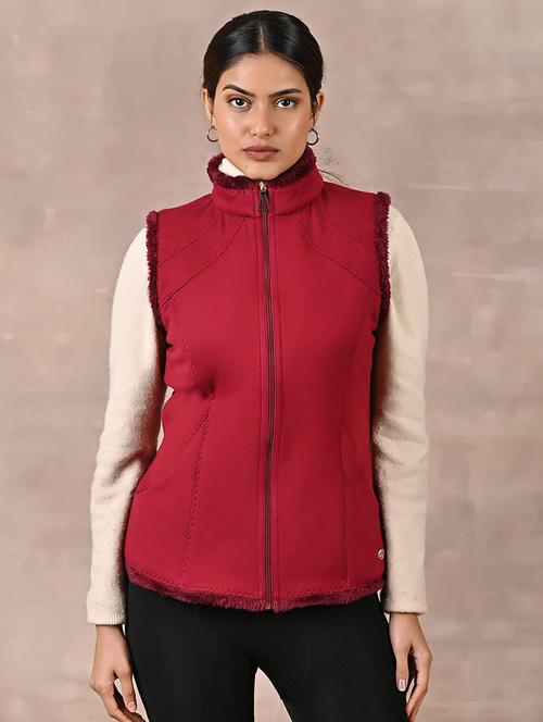 women red solids sleeveless jacket - 21431375 - Very Small Image - 1