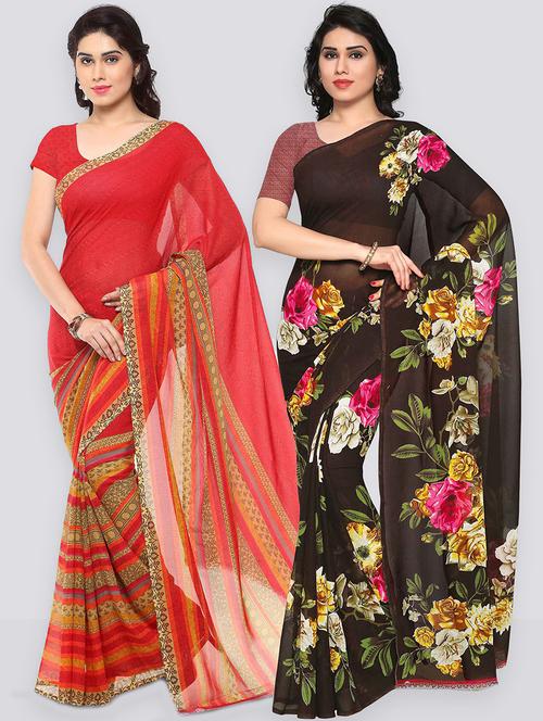 pack of 2 printed casual wear sarees - 21431415 - Very Small Image - 1