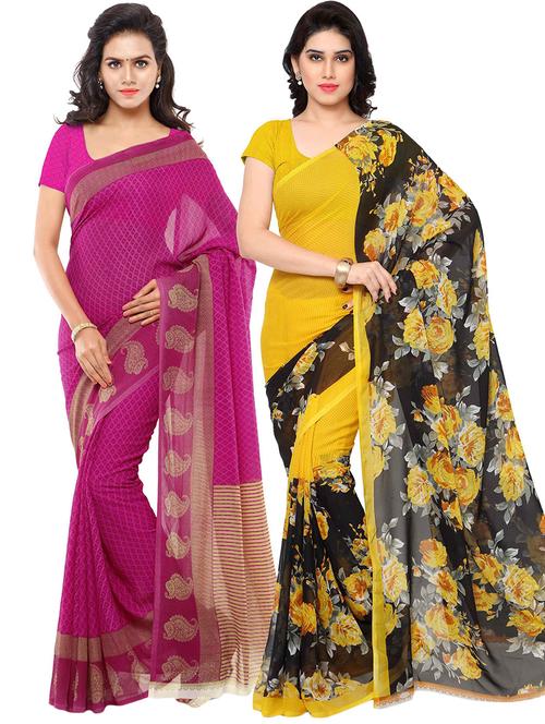 pack of 2 printed casual wear sarees with blouse - 21431465 - Very Small Image - 1