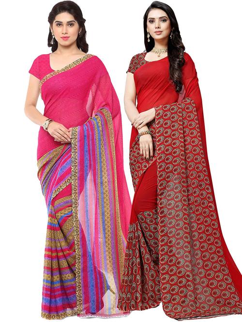 pack of 2 casual wear combo sarees with blouse - 21431473 - Very Small Image - 1