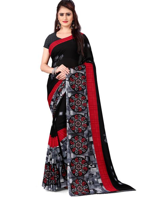 floral printed saree with blouse - 21431484 - Very Small Image - 1