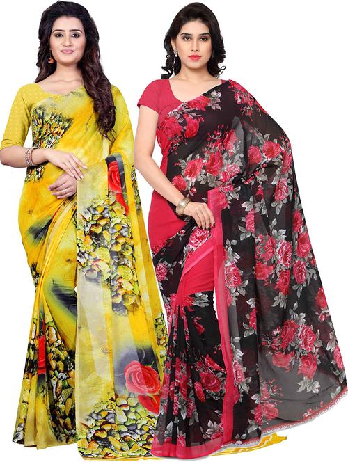 pack of 2 casual wear combo sarees with blouse - 21431495 - Very Small Image - 1