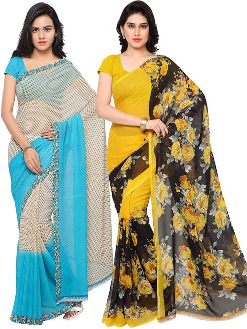 pack of 2 casual wear combo sarees with blouse - 21431496 - Very Small Image - 1