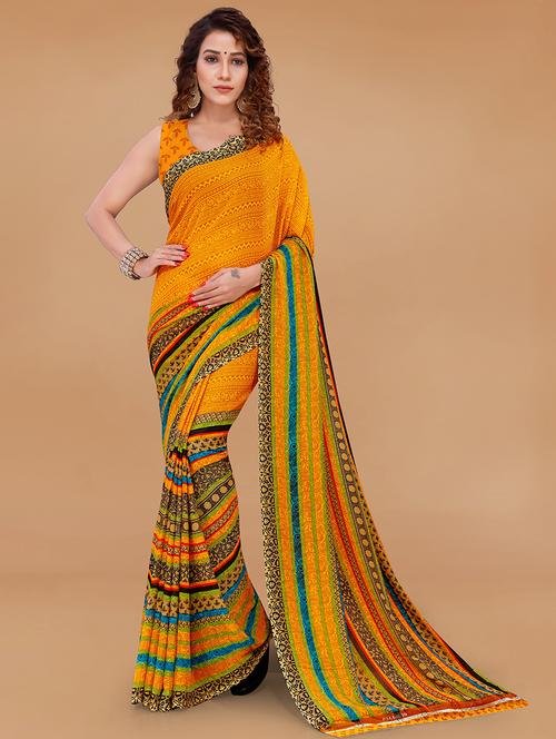 multi colored georgette printed saree with blouse - 21431683 - Very Small Image - 1