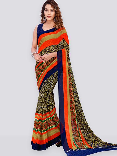 women casual wear georgette saree with blouse - 21431690 - Very Small Image - 1