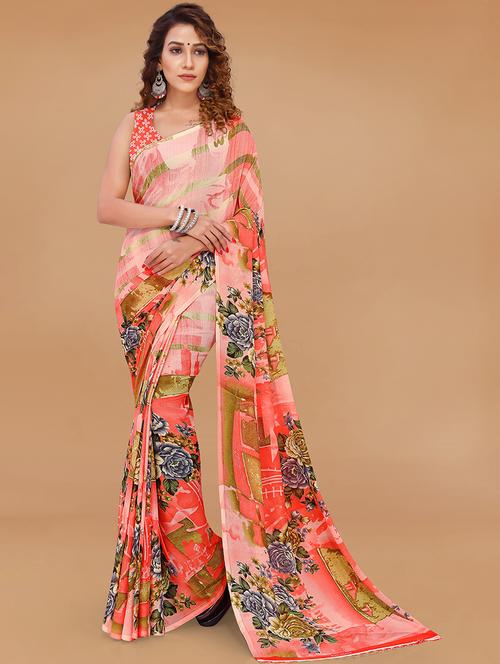women casual wear georgette saree with blouse - 21431693 - Very Small Image - 1