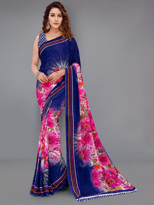 women casual wear georgette saree with blouse - 21431697 - Very Small Image - 1