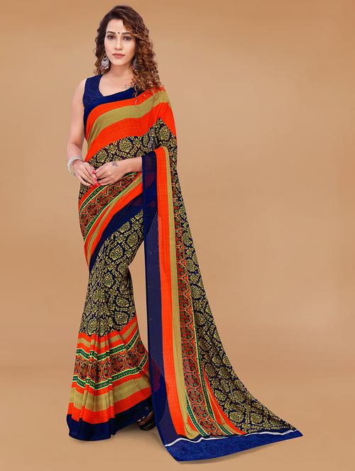 women multi color printed georgette saree with blouse - 21431713 - Very Small Image - 1