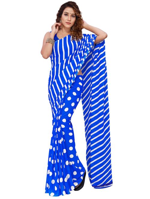 women light blue printed georgette saree with blouse - 21431733 - Very Small Image - 1