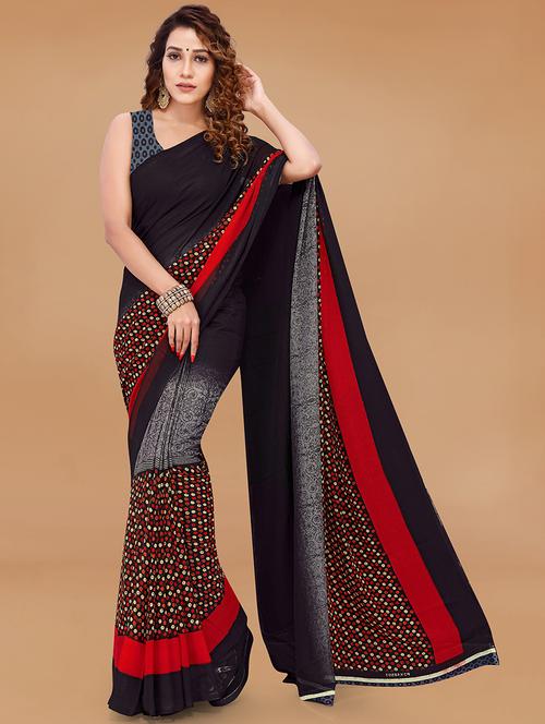 women multi color printed georgette saree with blouse - 21431736 - Very Small Image - 1