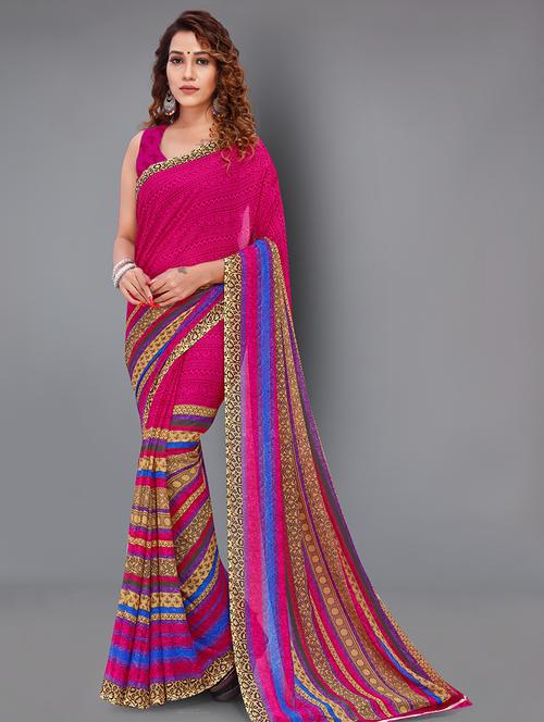 multi colored georgette printed saree with blouse - 21431754 - Very Small Image - 1