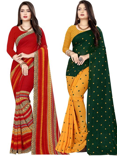 pack of 2 casual wear combo sarees with blouse - 21431778 - Very Small Image - 1